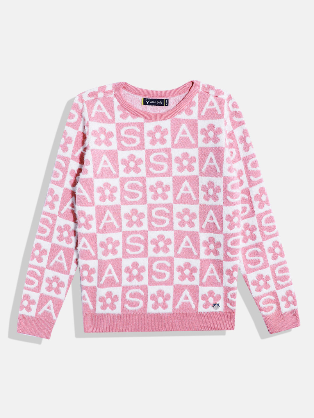 Allen Solly Junior Girls Floral Print Pullover with Fuzzy Detail