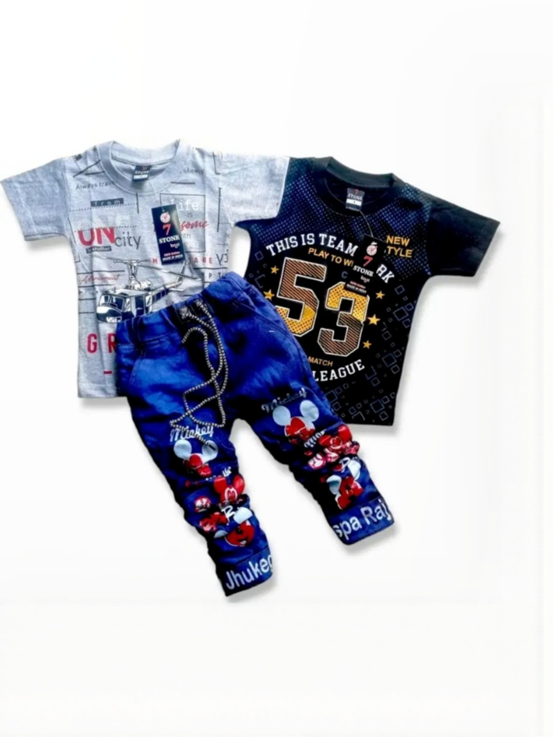 LUXURIOUS STUFF Boys Printed T-shirt With Trousers