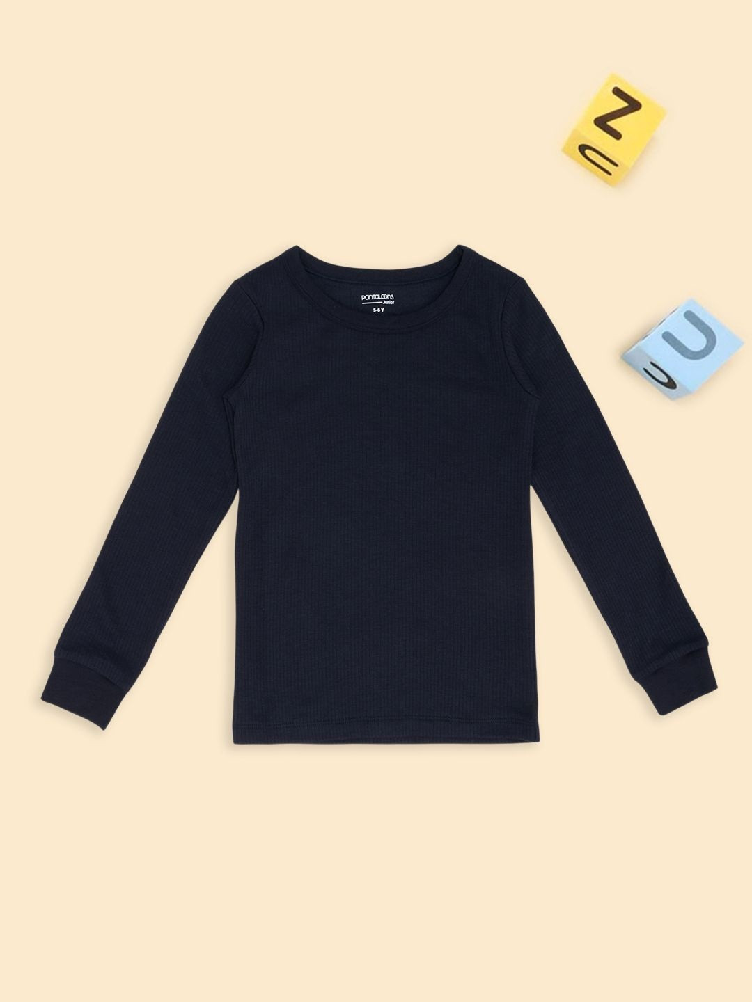 Pantaloons Junior Boys Ribbed Round Neck Thermal Top