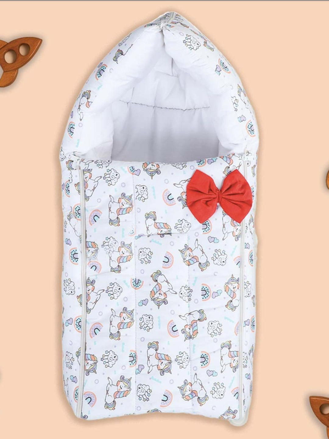 Polka Tots Infants White & Red Printed Baby Sleeping Bag