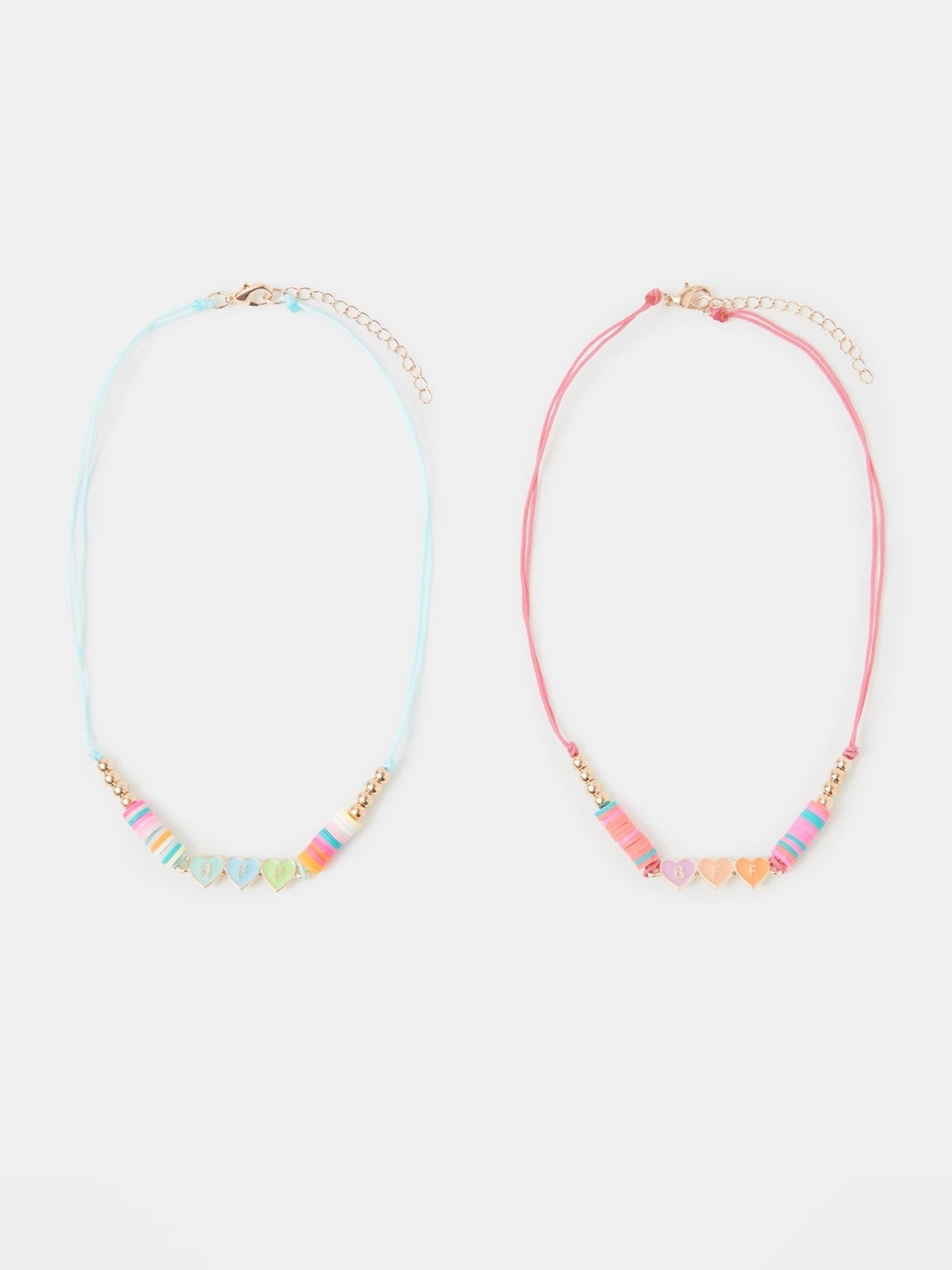 Accessorize Girls Set Of 2 Artificial Beaded BFF Cord Friendship Necklace