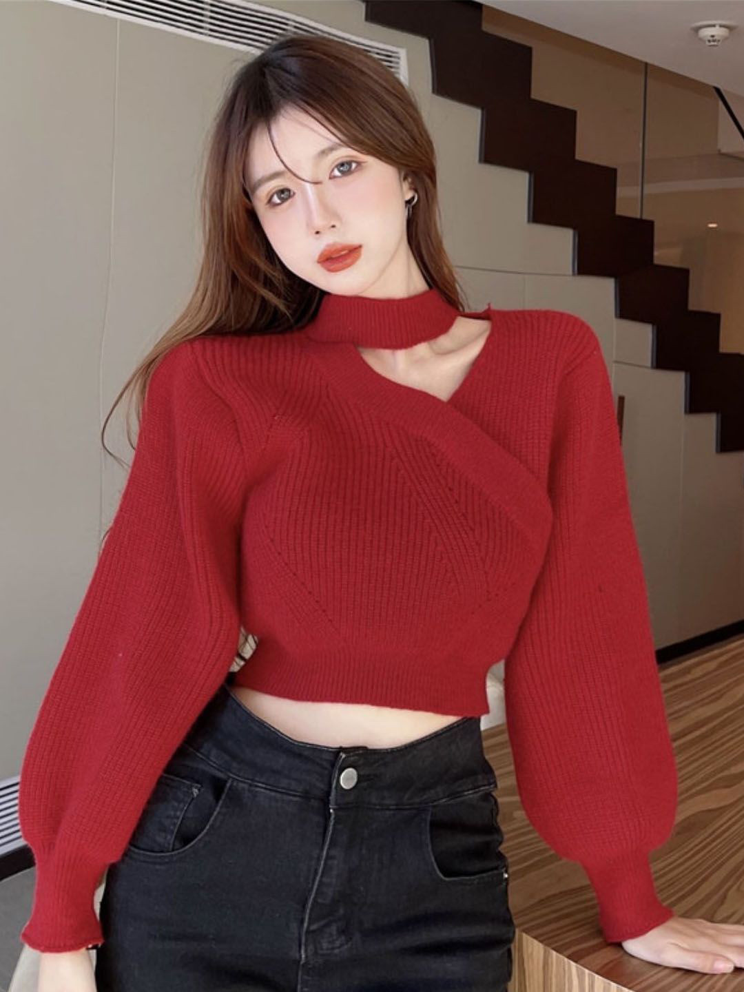 StyleCast Women Ribbed Cut-Out Pullover Sweater