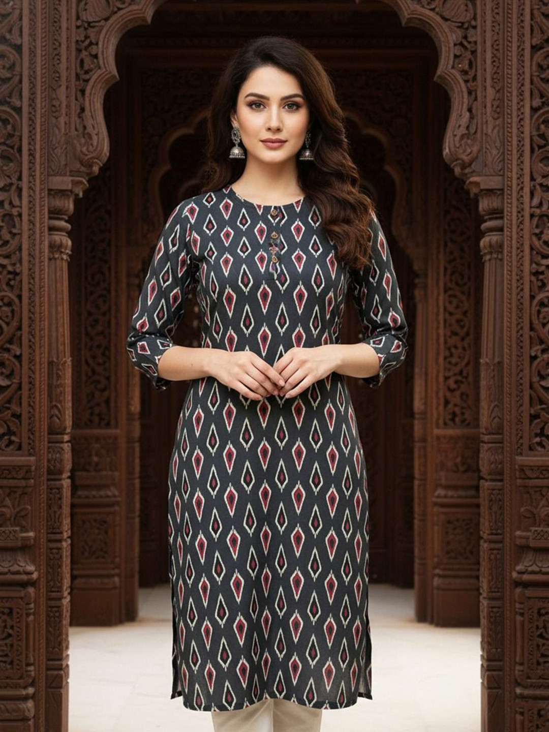 SAKA DESIGNS Ethnic Motifs Printed Screen Print Straight Kurta