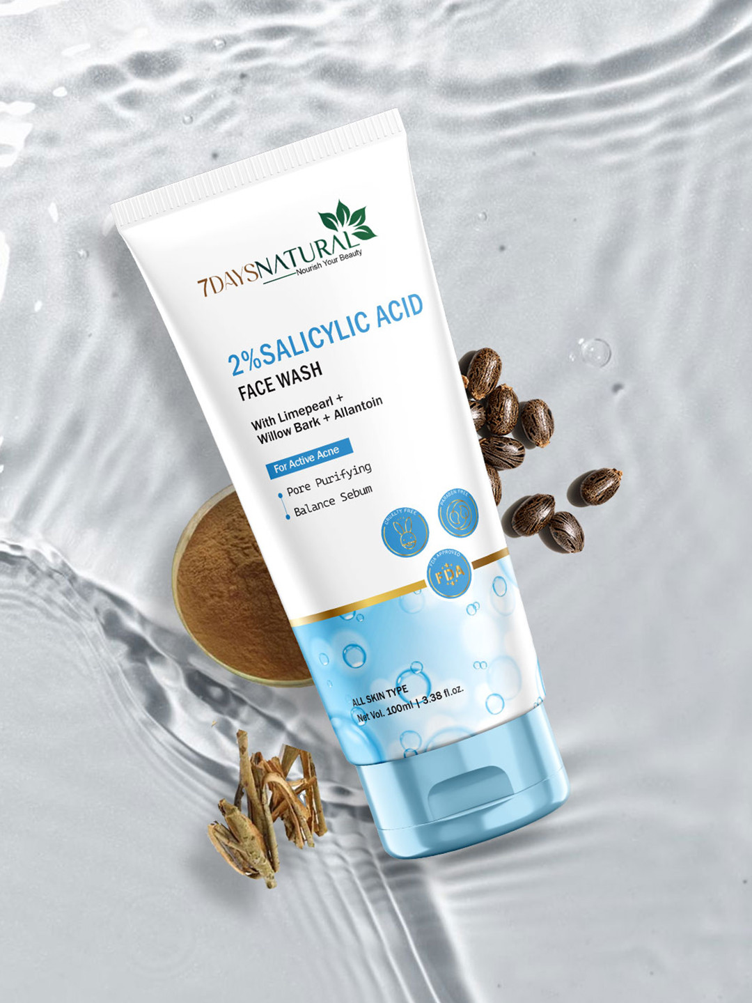 7DAYSNATURAL Natural 2% Salicylic Acid Face Wash For Oily Skin - 100 ml