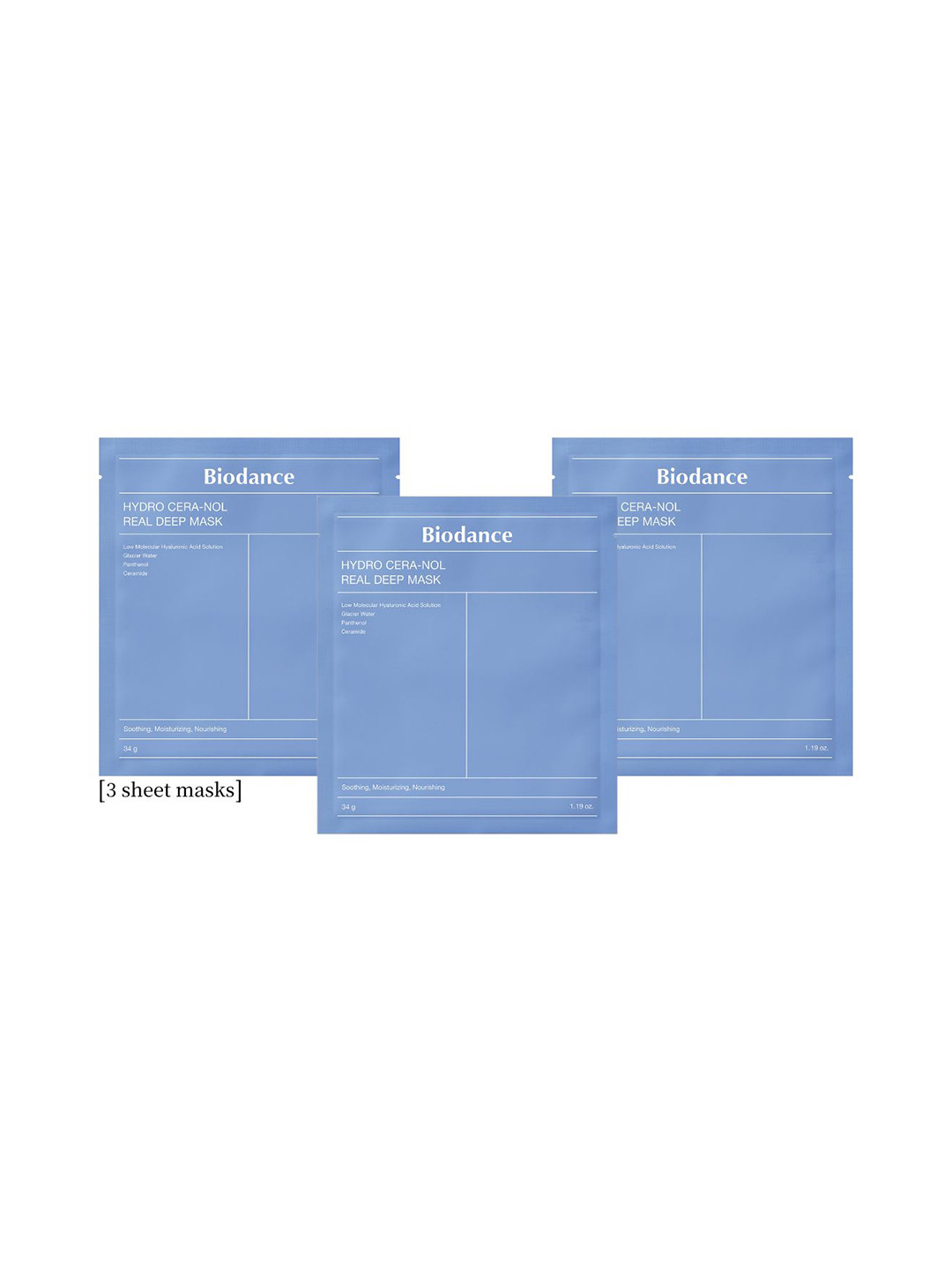 Biodance Set of 3 Hydro Cera-Nol Real Deep Sheet Mask