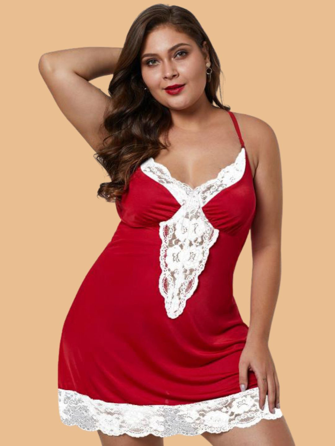 ZERJAMA Women Plus Size Lace Baby Doll with Briefs