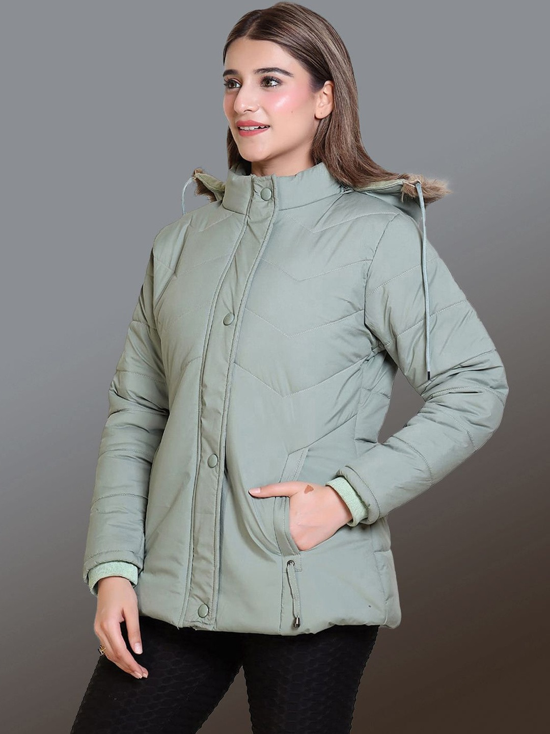 ALWAYS SHINE Women Hooded Long Sleeves Puffer Jacket