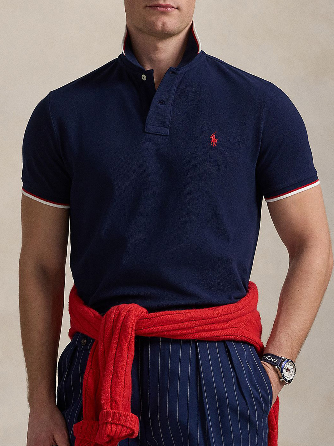 Polo Ralph Lauren Men Polo Collar Contrast-Tipping Logo Polo Hand Wash T-Shirt