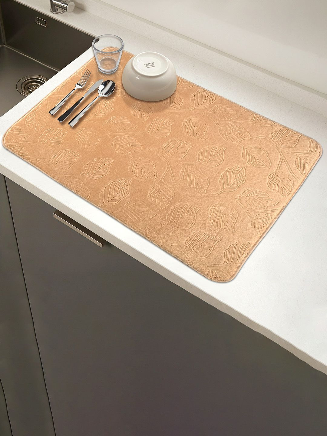 Kuber Industries 50x70 Cm Water Absorbent Self Design Microfiber Dish Drying Mat