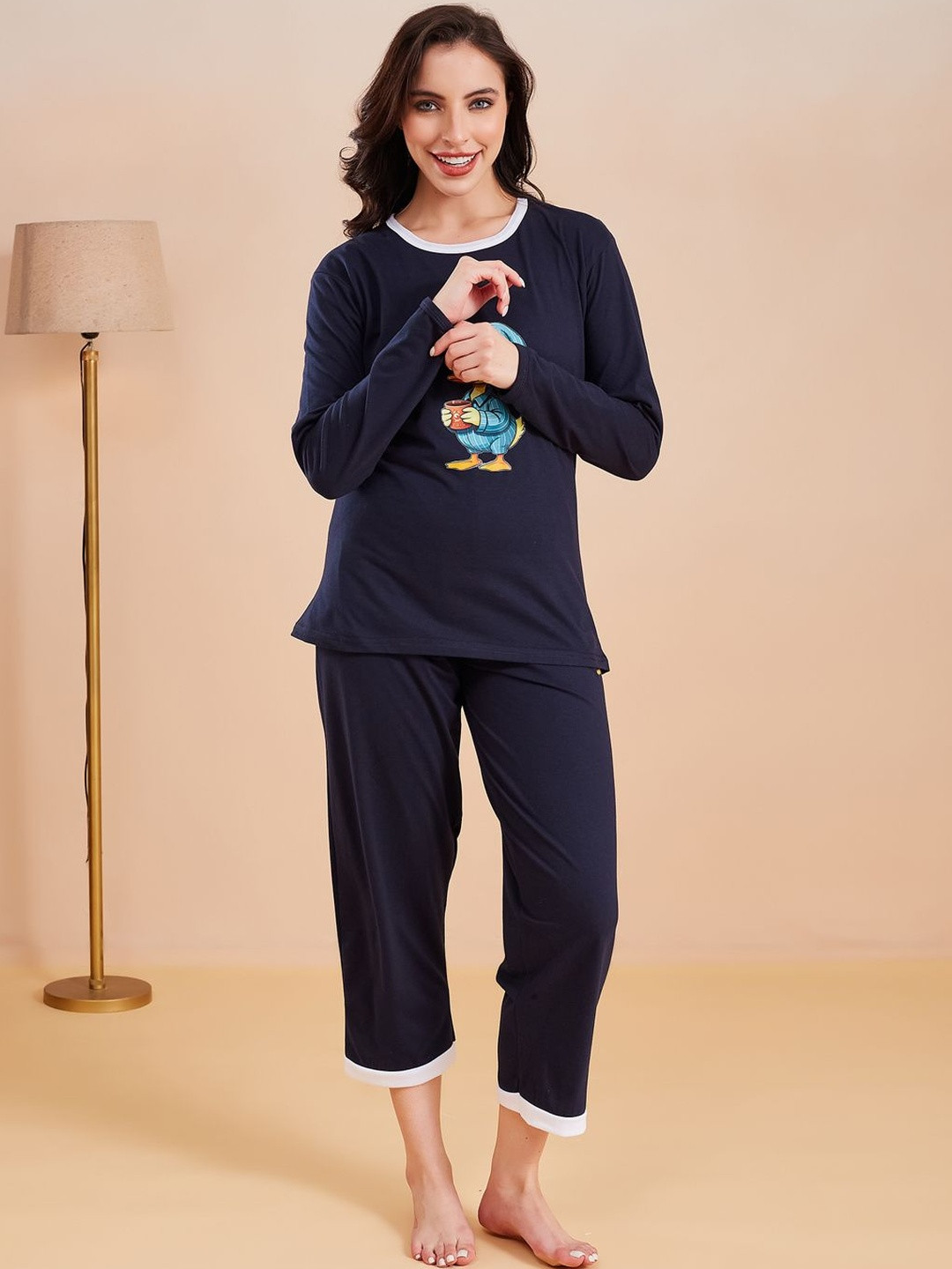 SECRETS BY ZEROKAATA Printed Winter Cotton Night Suit For Women