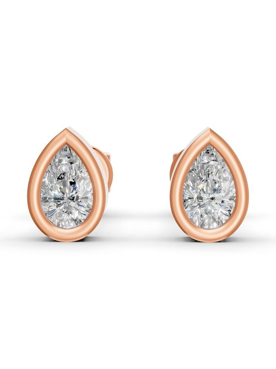 Forever Jewels Sterling Silver 14K Rose Gold Plated Moissanite Studded Teardrop Studs