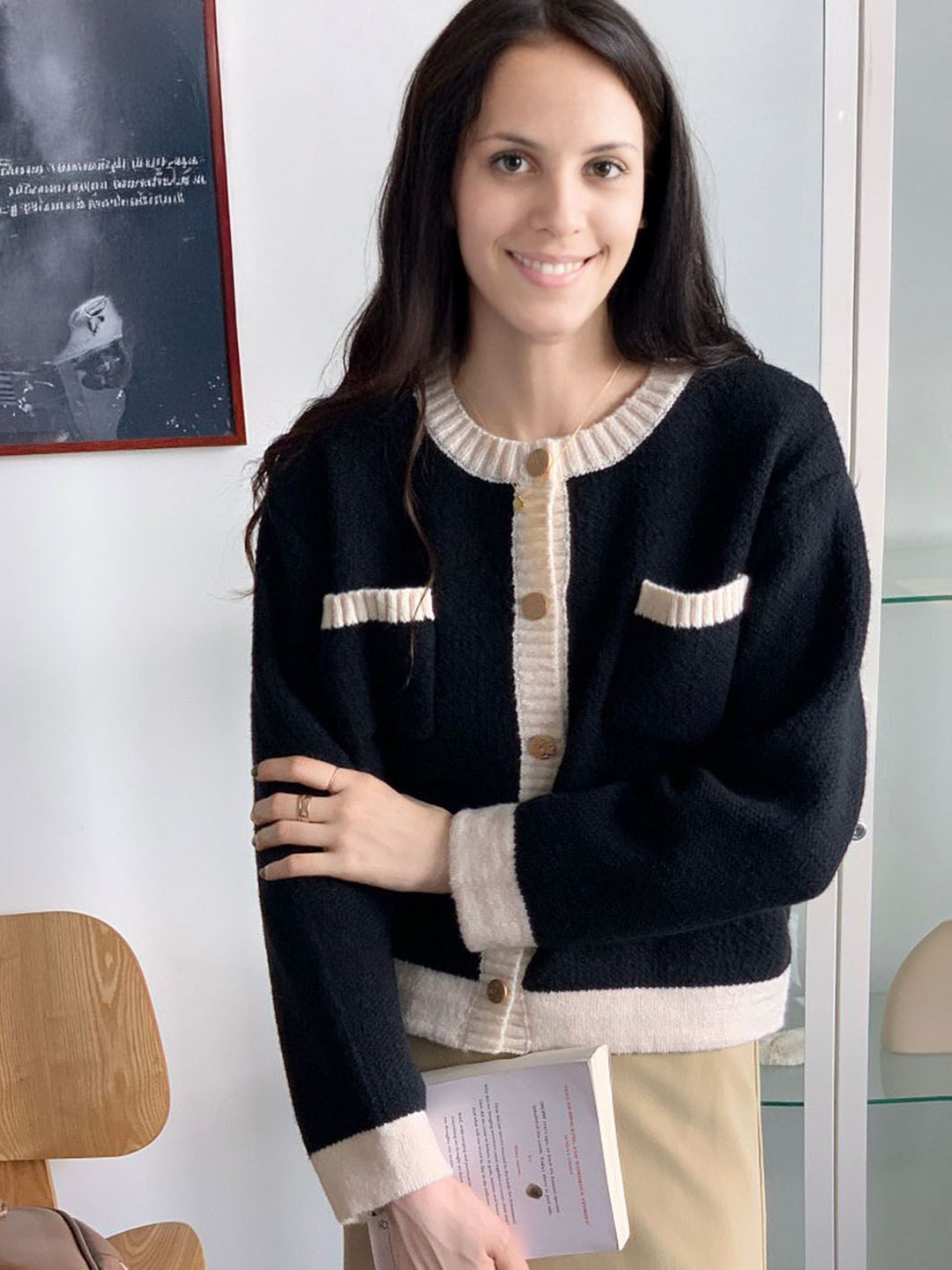 StyleCast Women Pocket Details Front Open Cardigan