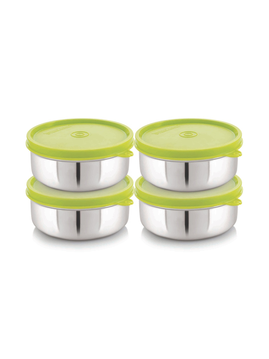 STEELLOCK Green & Silver-Toned 4 Pieces Stainless Steel Airtight Lunch Boxs-30 Inch