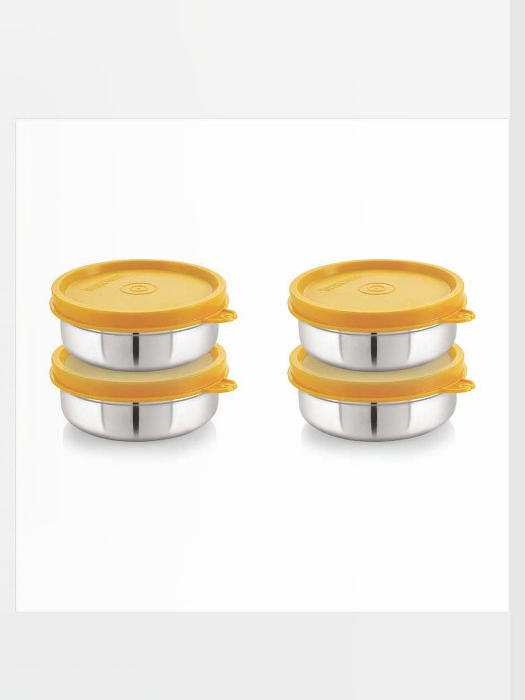 STEELLOCK Yellow & Silver-Toned 4 Pieces Stainless Steel Airtight Lunch Boxs-12 Inch each