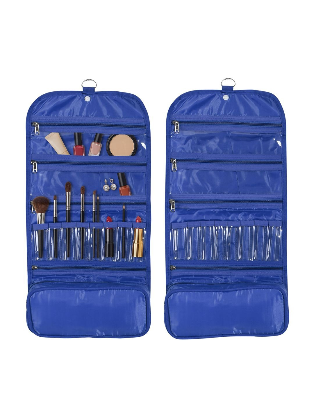 Aura Blue 2 Pieces Parachute Travel Makeup Organisers Pouch With Hanging Hooks