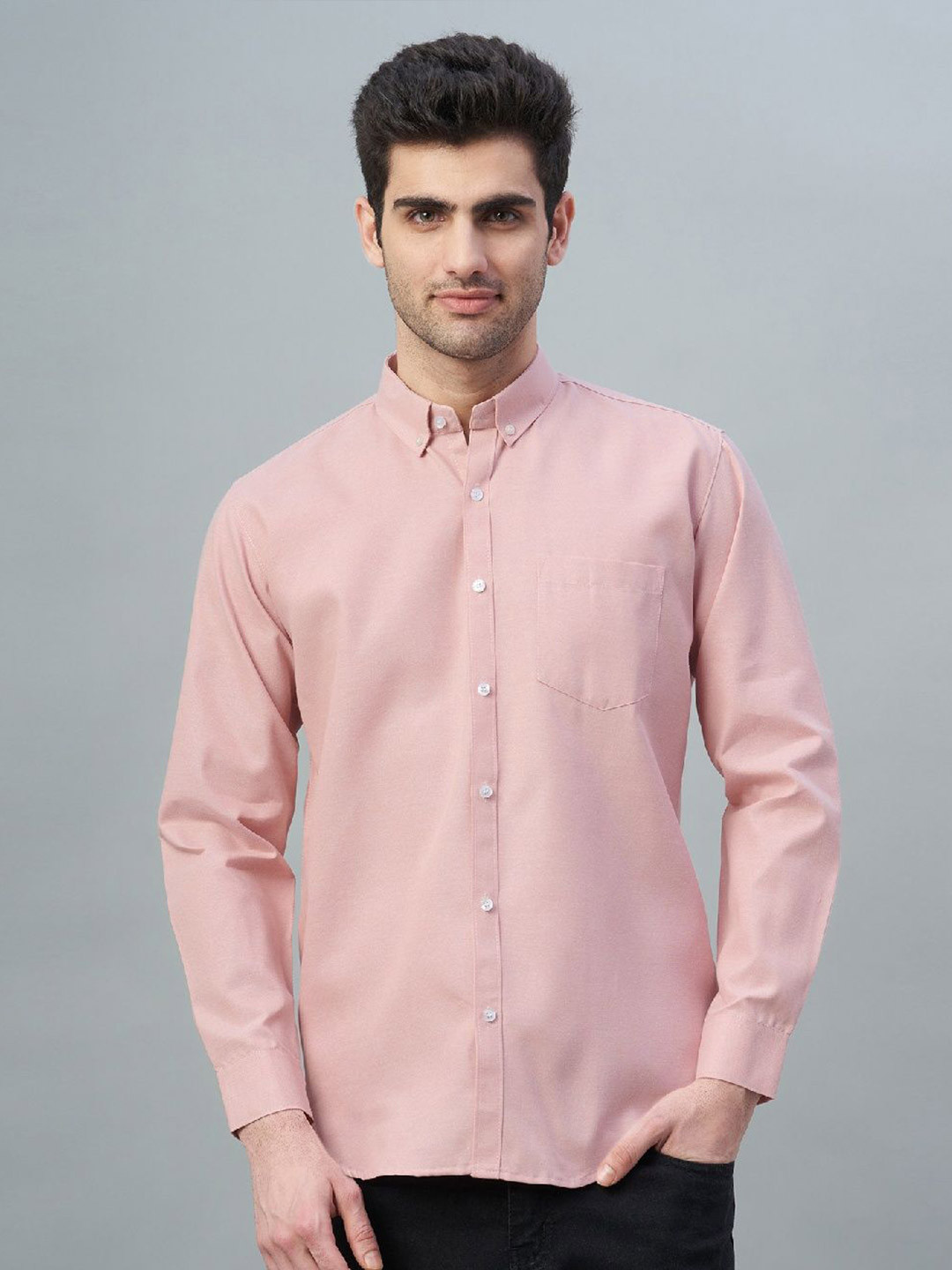 Swoke Unisex Button-Down Collar Pure Cotton Regular Fit Casual Shirt