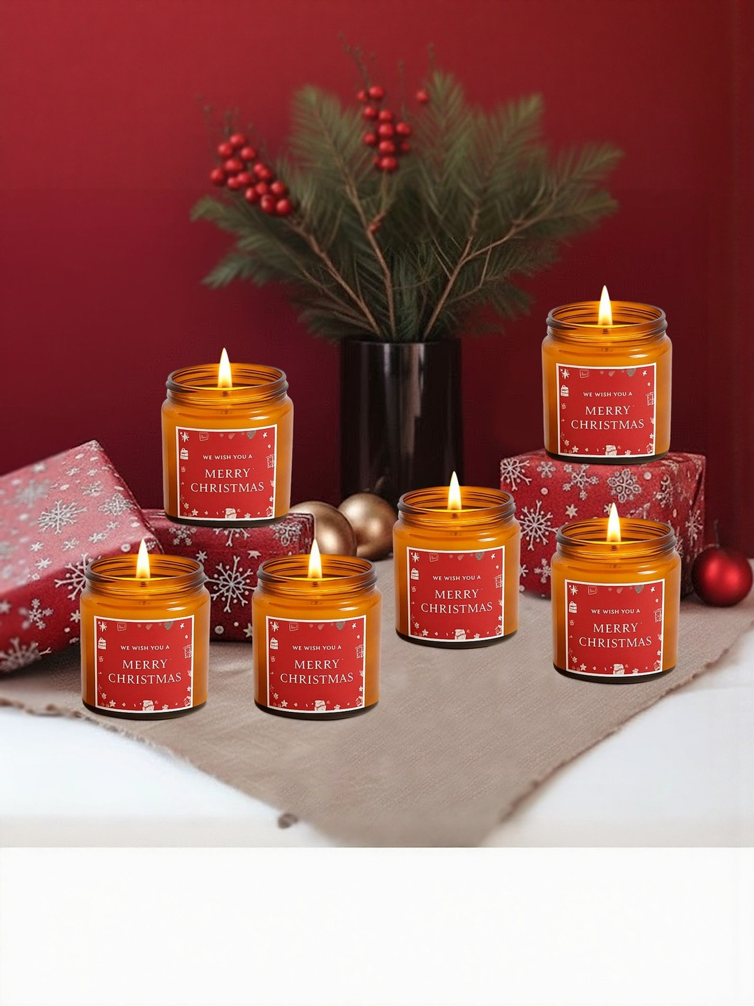 Garden Deco Unisex Brown 6 pieces Jar Candle