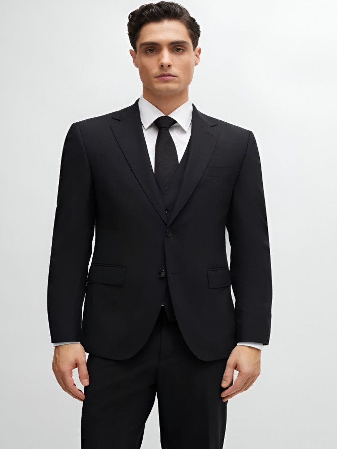 Fashion Garments Men Regular Fit Notched Lapel Long Sleeve Single Breasted Cotton Blazer