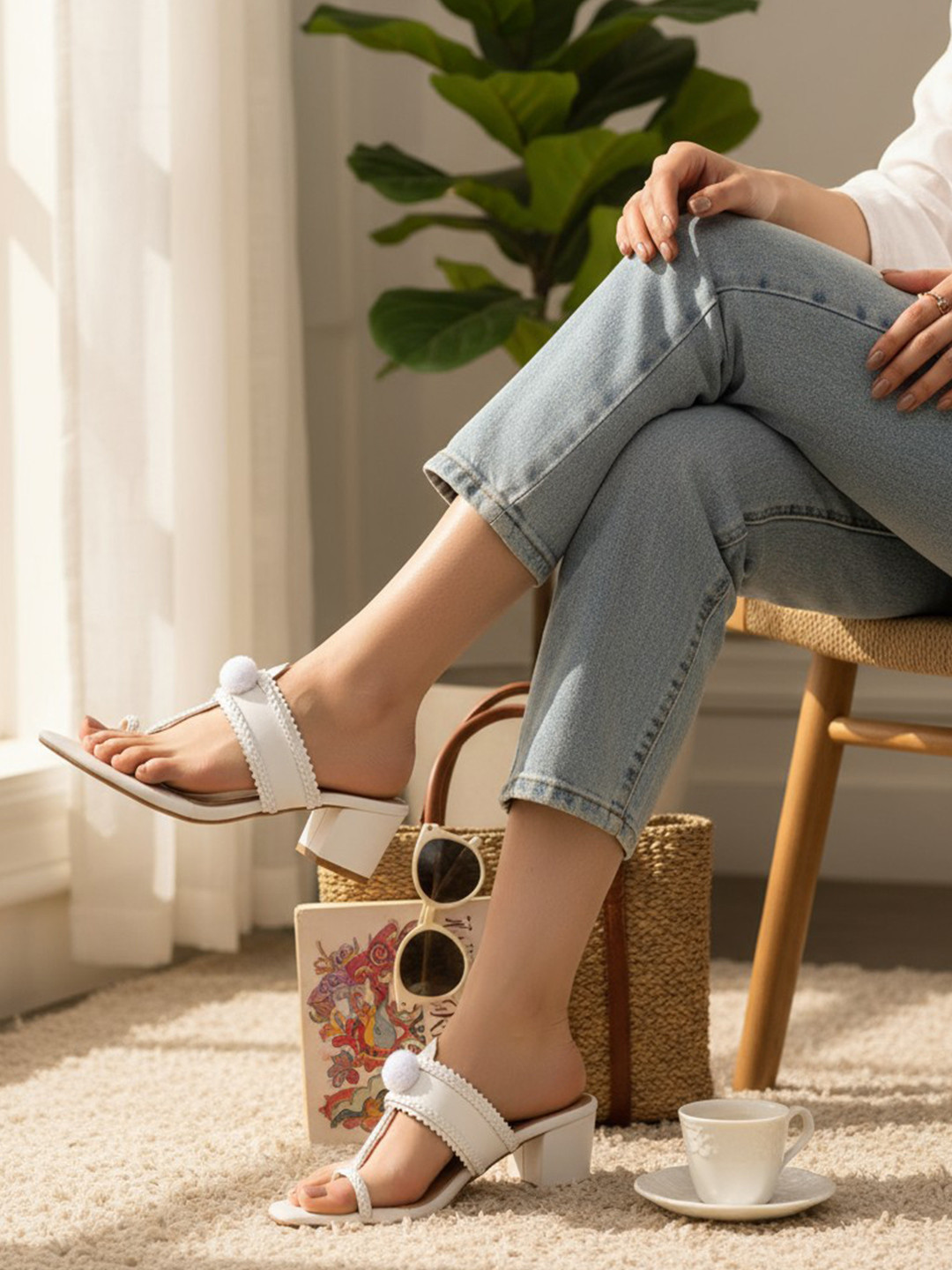 Anouk Women Toe Ring Block Heel Sandals