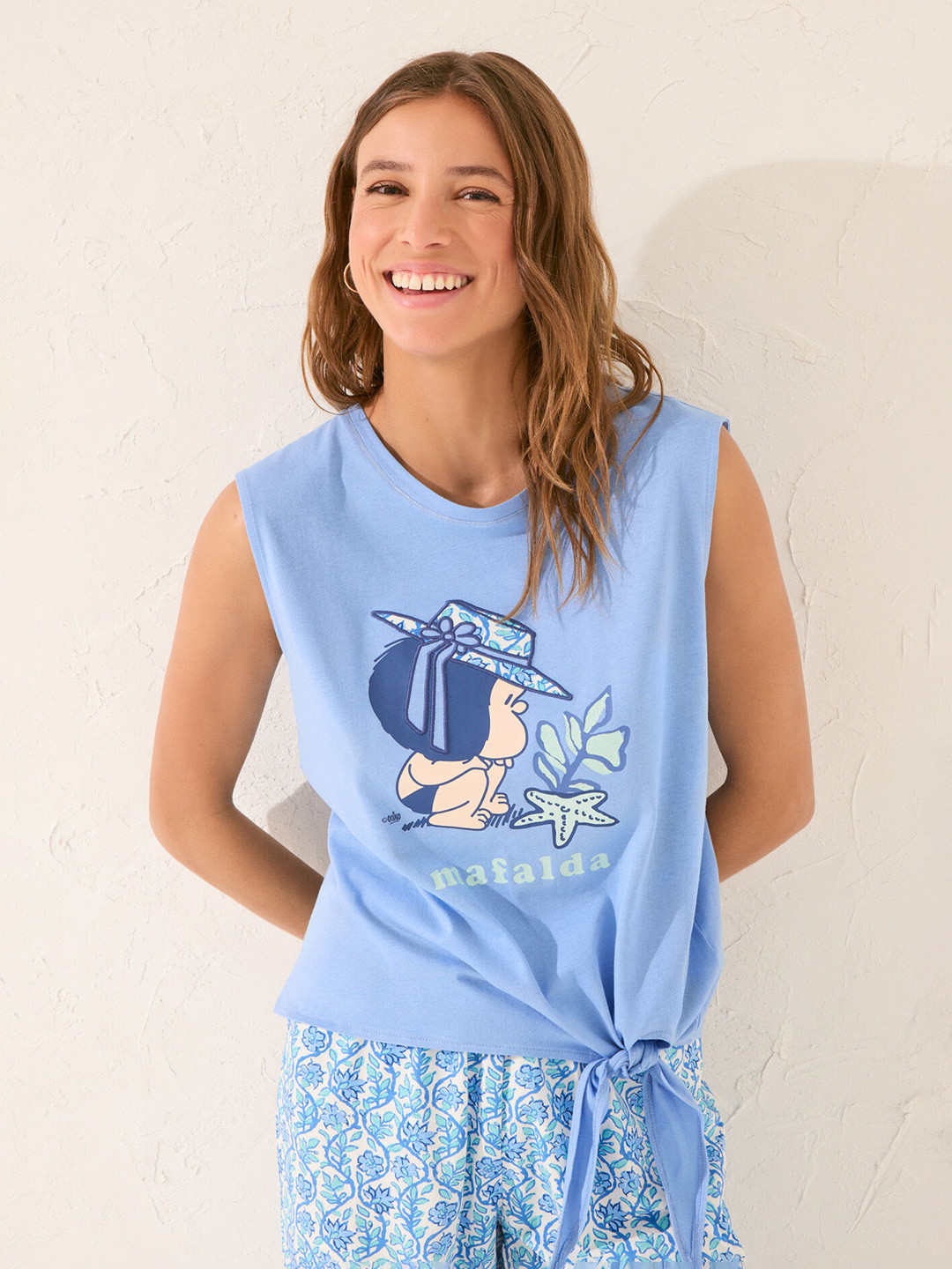 women'secret Women Pure Cotton Maflada Printed Night Suit