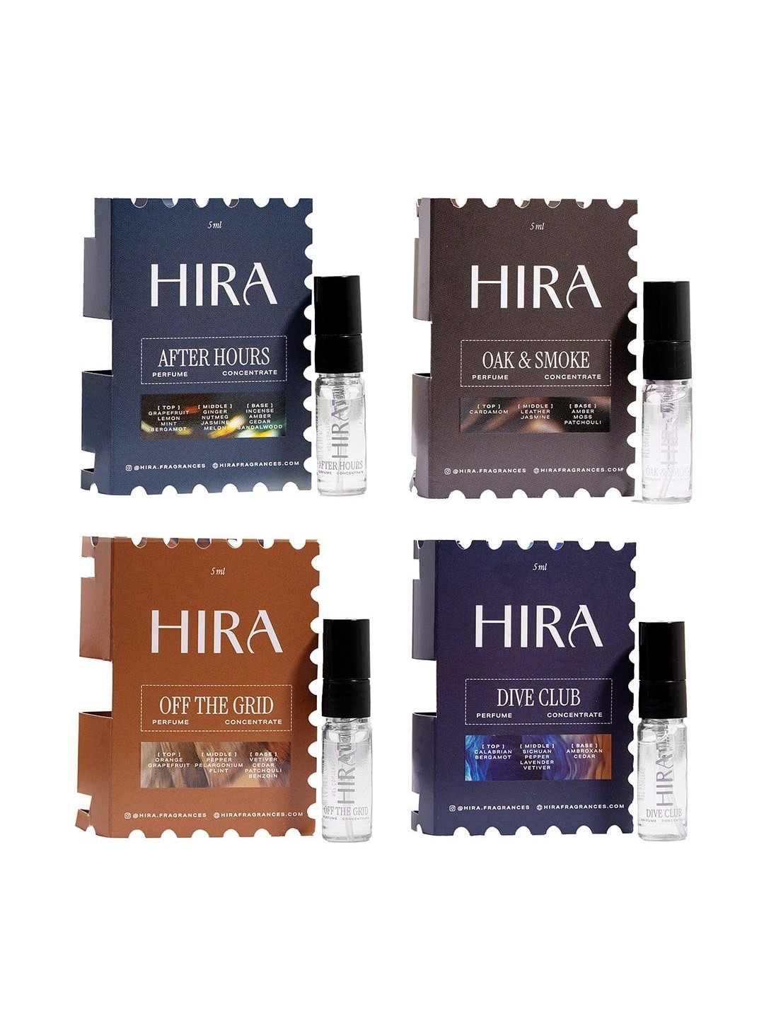 HIRA Set of 4 Luxury Eau De Parfum Trial Pack for Men (4 x 5ml)