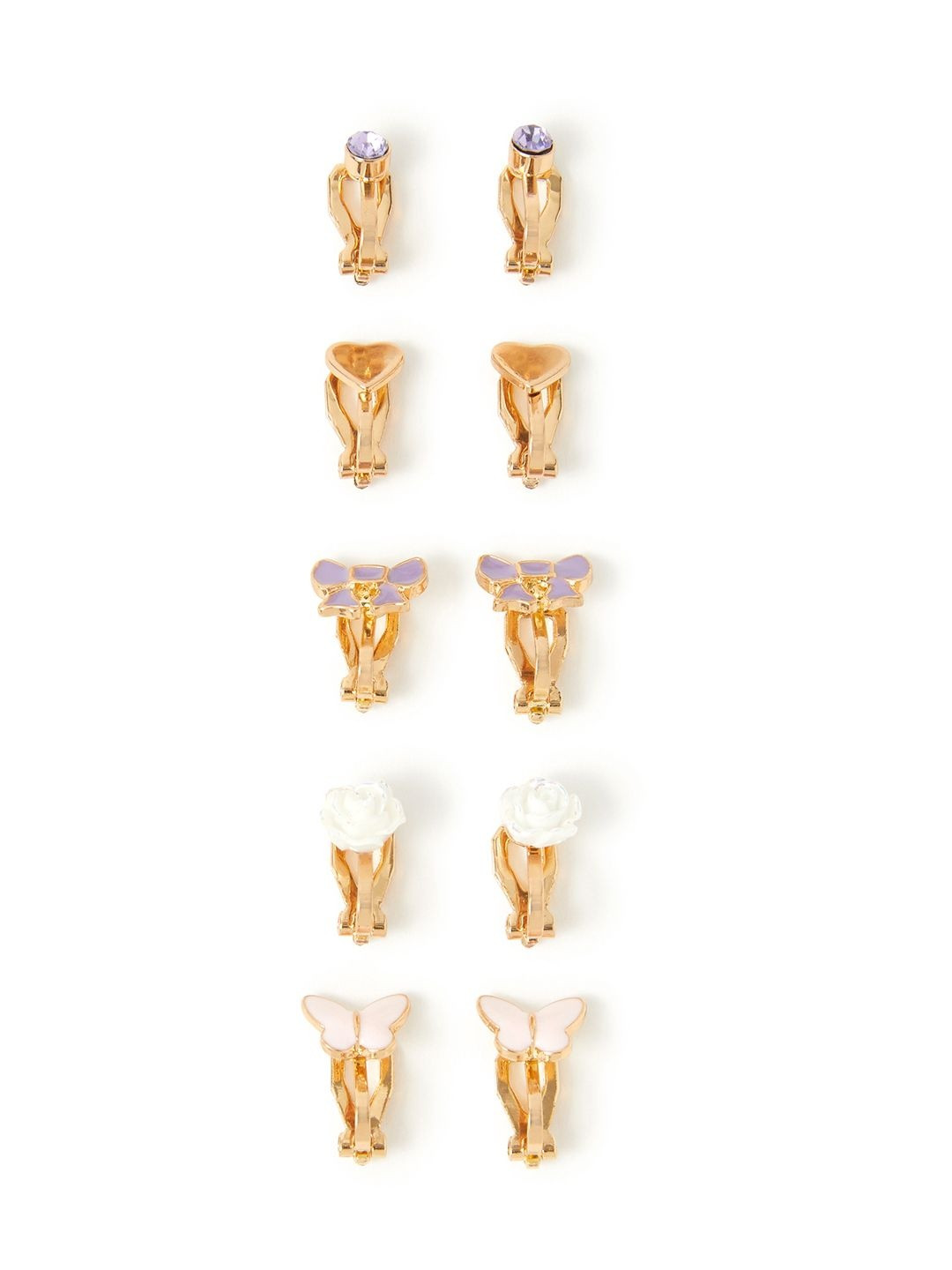 Accessorize Girls Set Of 5 Crystal Studded Circular Shaped Clip On Ear Cuffs