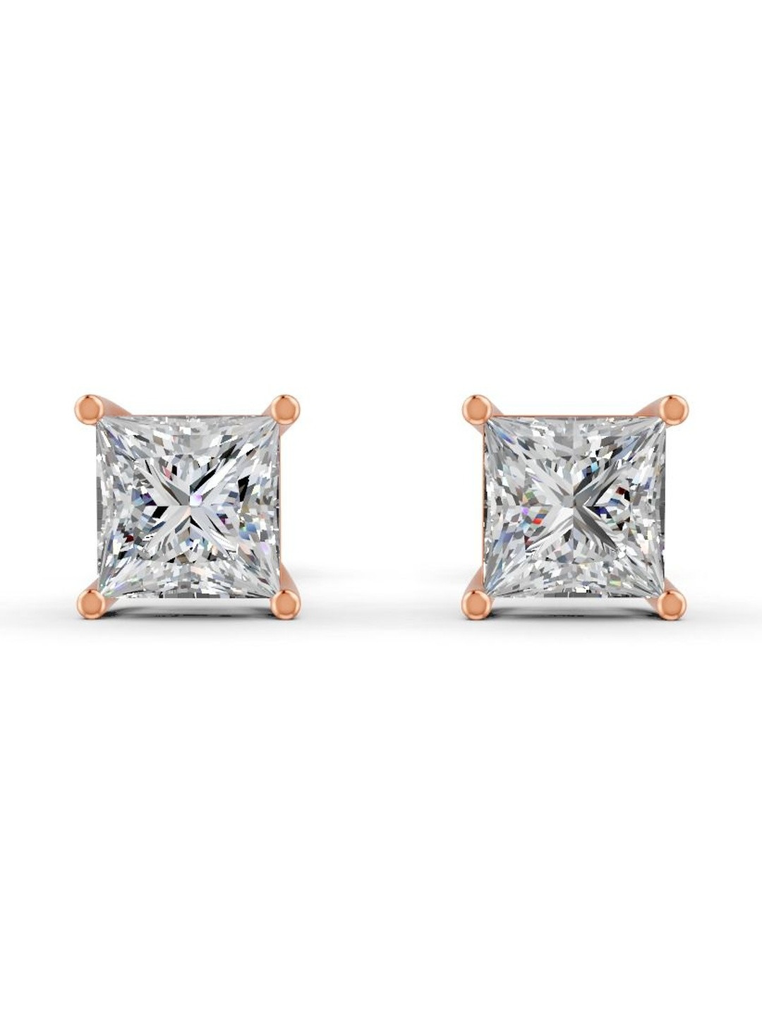 Forever Jewels Women Moissanite Gold Plated Prong Stud Earrings