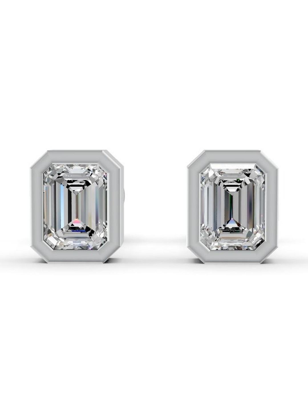 Forever Jewels Sterling Silver 14K Gold Plated 5Ct Moissanite Bezel Square Shaped Studs