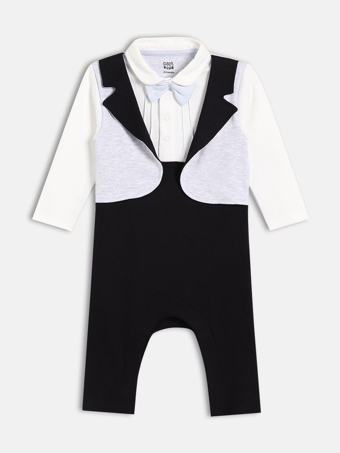MINI KLUB Boys Shirt Collar Cotton Bow Rompers