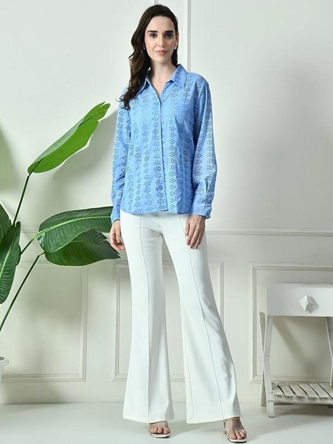 SKIMMER Spread Collar Long Sleeves Regular Fit Casual Shirt