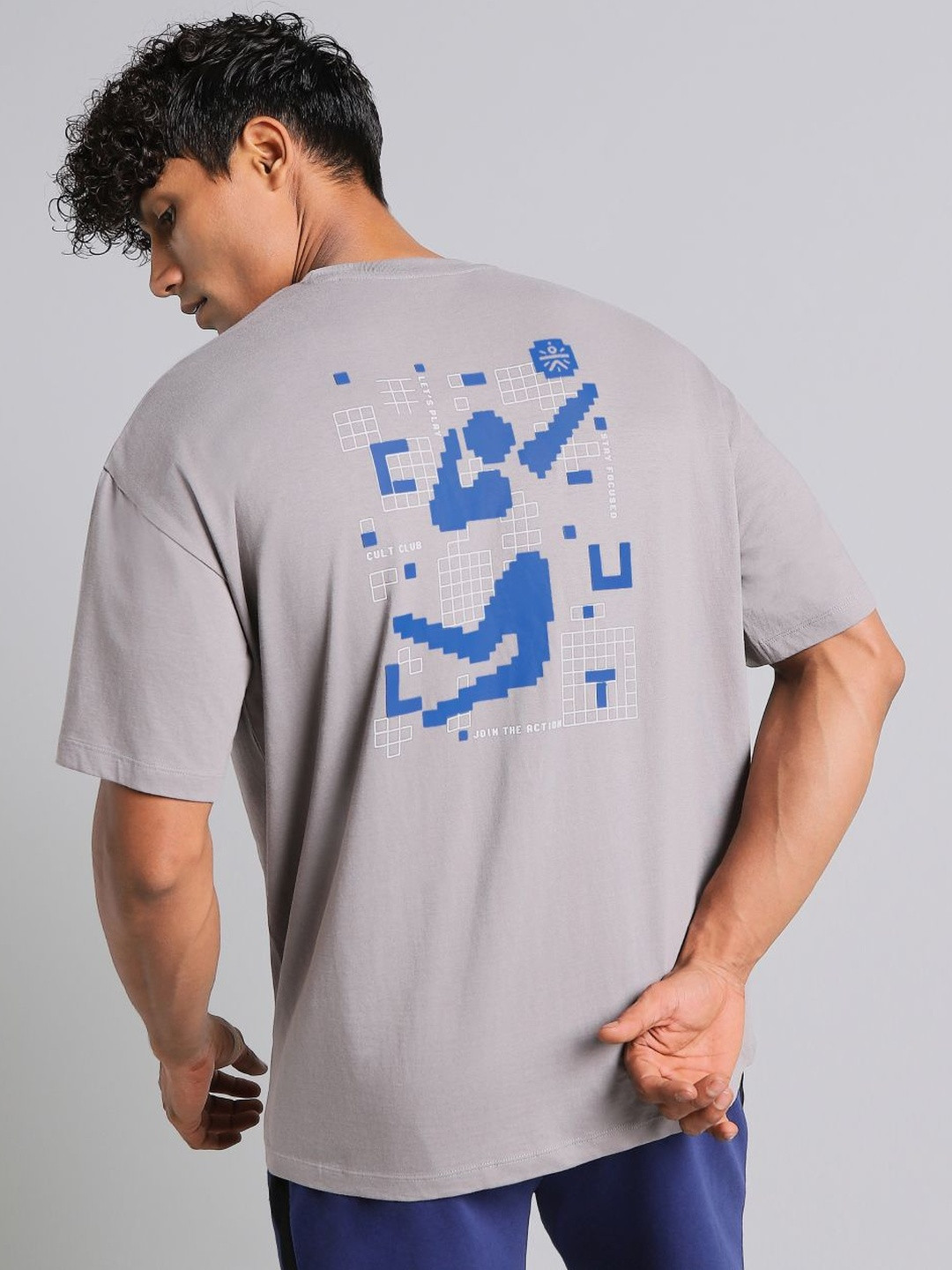 CULT Men's Grey Cult Power Play Oversized Fit T-shirt