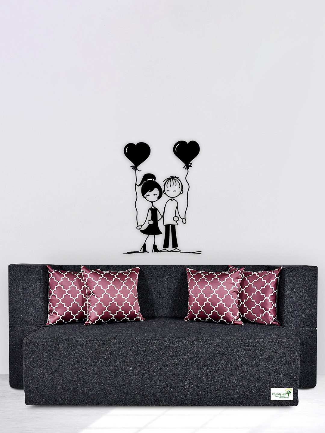 FRIENDS LIFE Set Of 4 Seater Comfort For All Sofa Cum Bed With 4 Pillows