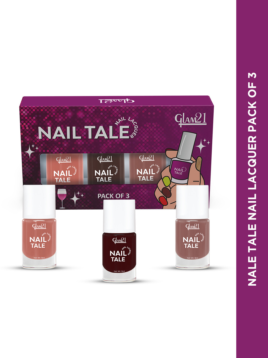 GLAM21 Set of 3 Nail Tale Quick Dry Nail Paint 9 ml each - Shades 11+13+16