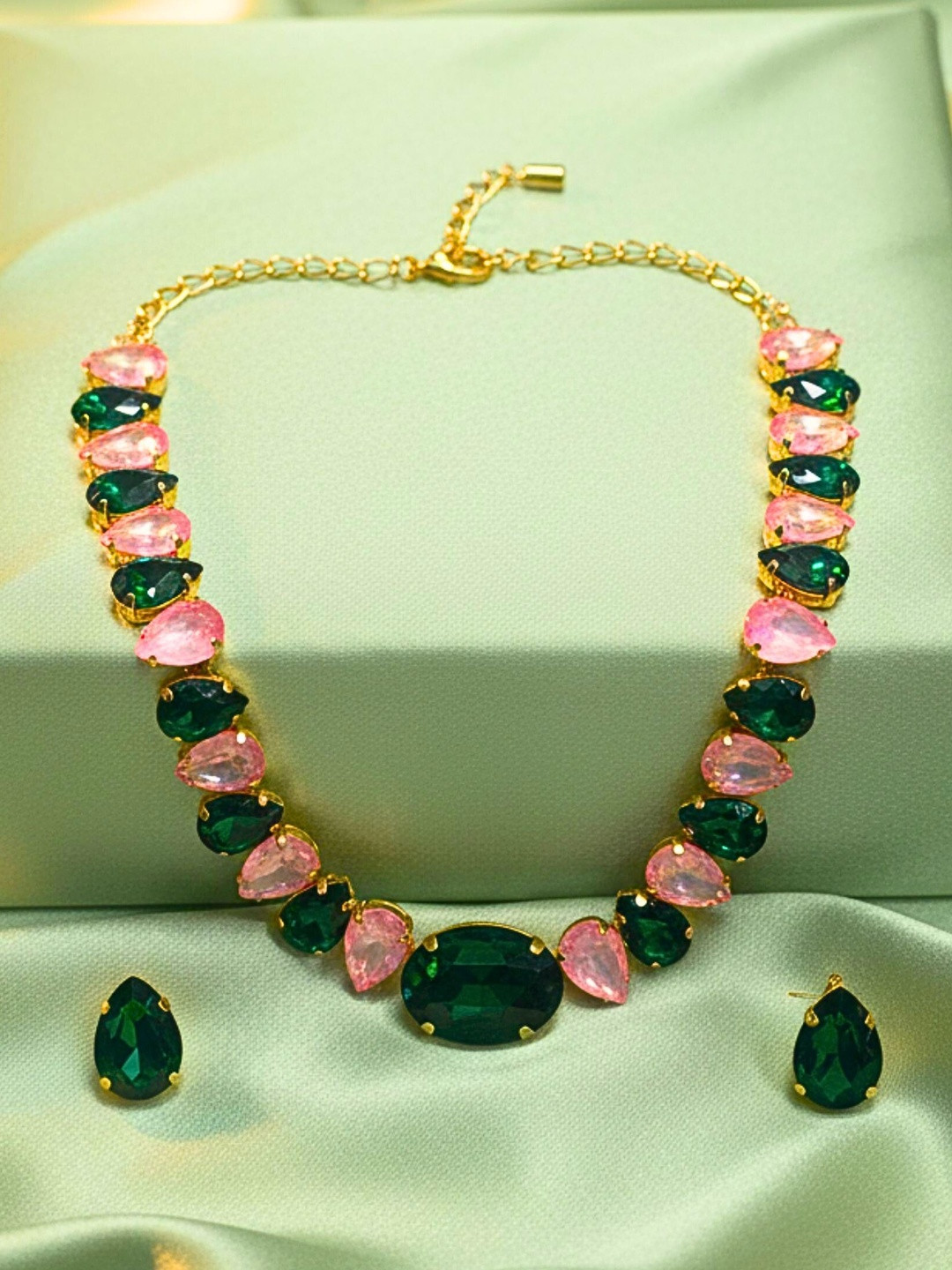 MANSIYAORANGE American Diamond & Cubic Zirconia-Studded Jewellery Set