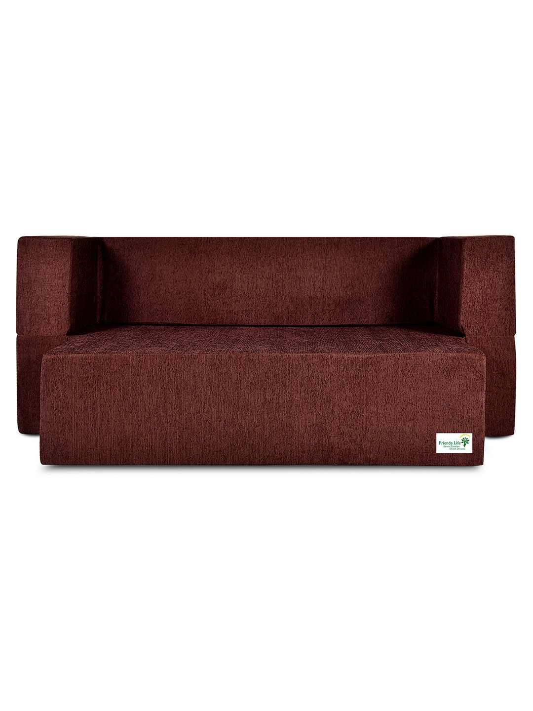 FRIENDS LIFE Brown Foam 4 Seater Fold Out Sofa Cum Bed