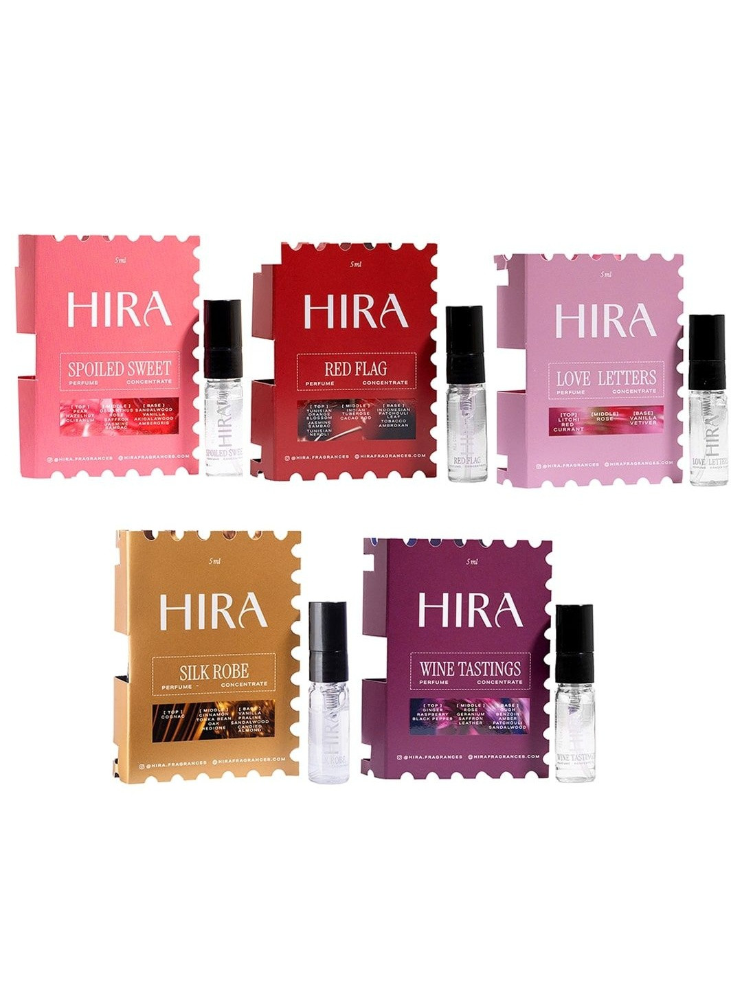 HIRA Pack of 5 Luxury Eau De Perfume Trial Pack