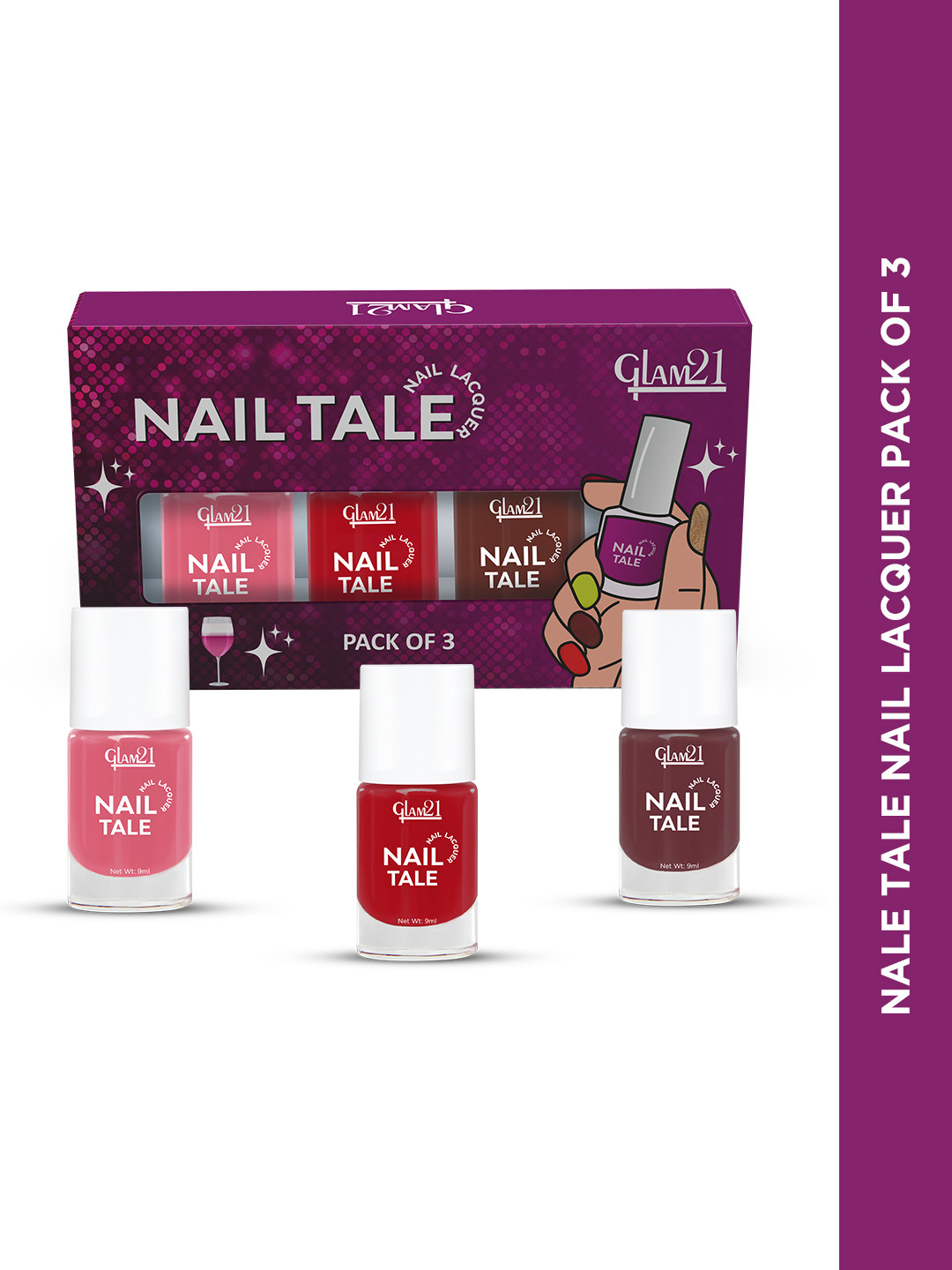 GLAM21 Set of 3 Nail Tale Quick Dry Nail Paint 9 ml each - Shades 14+5+16