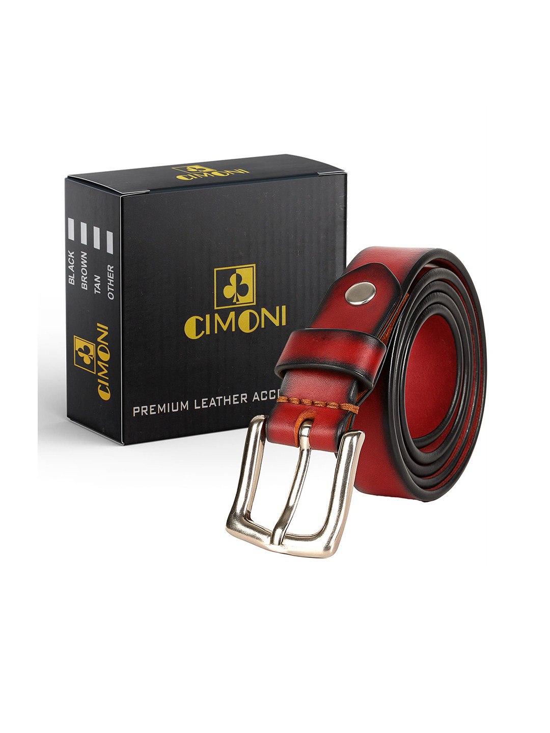CIMONI Women Leather Formal Tang Belt With  Classic Silver Buckle