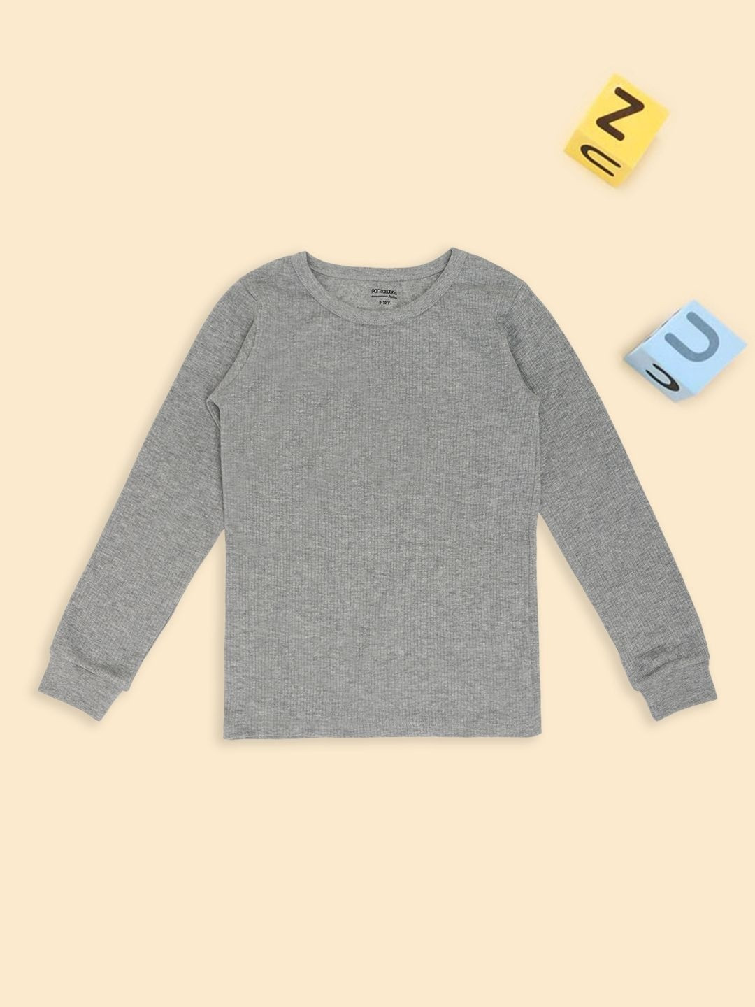 Pantaloons Junior Boys Ribbed Round Neck Thermal Top