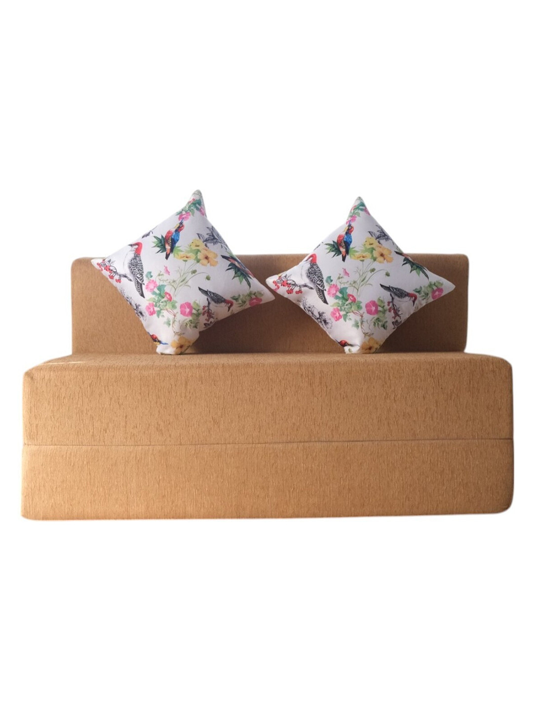 FRIENDS LIFE Brown And White 2 Seater Matte Inflatable Sofa Cum Bed