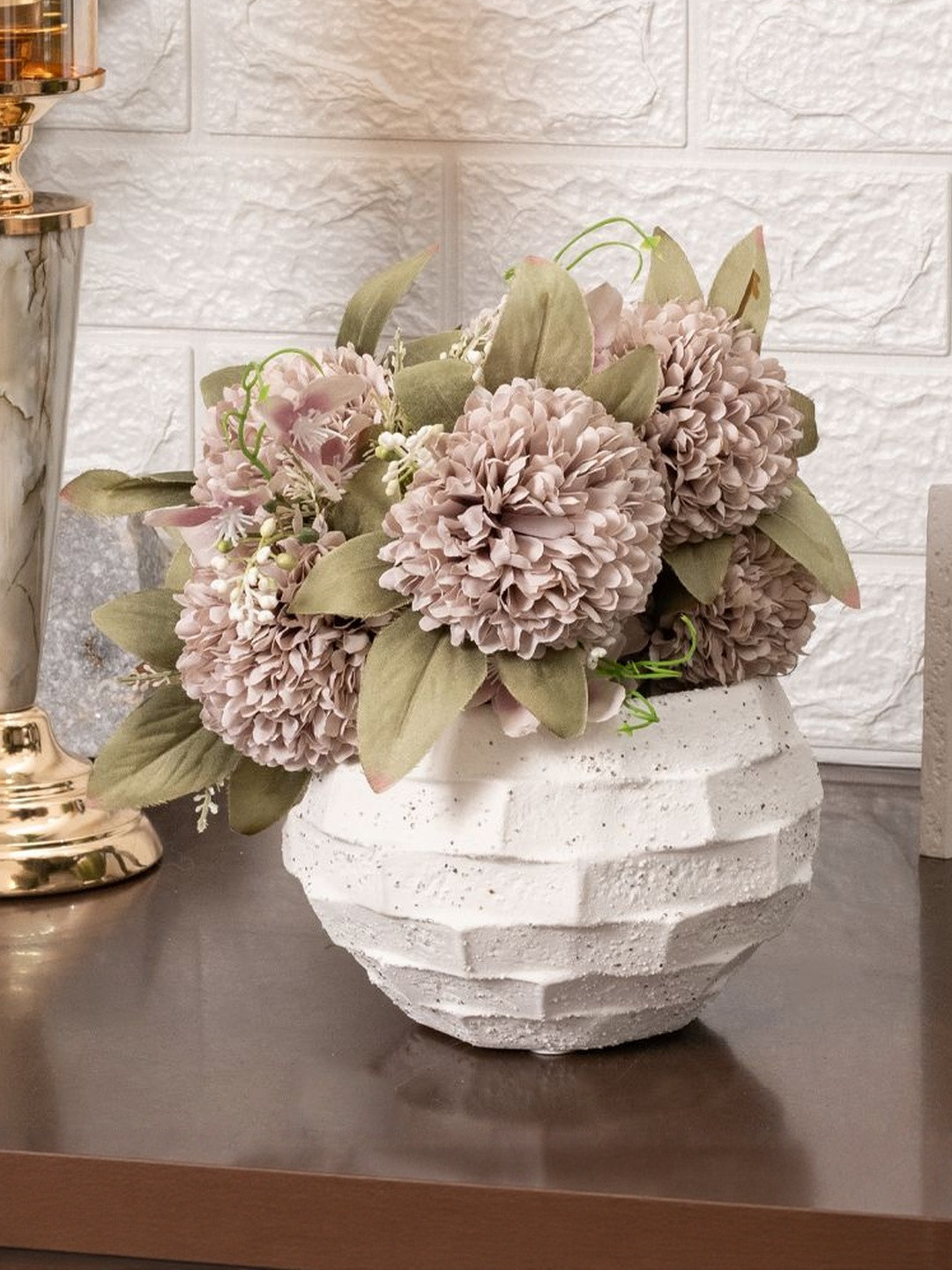 AARVI DECOR STUDIO White Ceramic Flower Regalia Vases