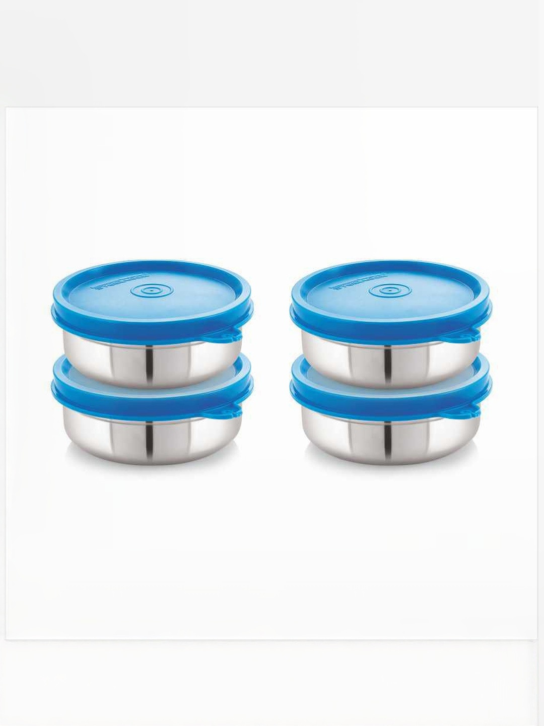 STEELLOCK Blue & Silver-Toned 4 Pieces Stainless Steel Airtight Lunch Boxs-12 Inch each