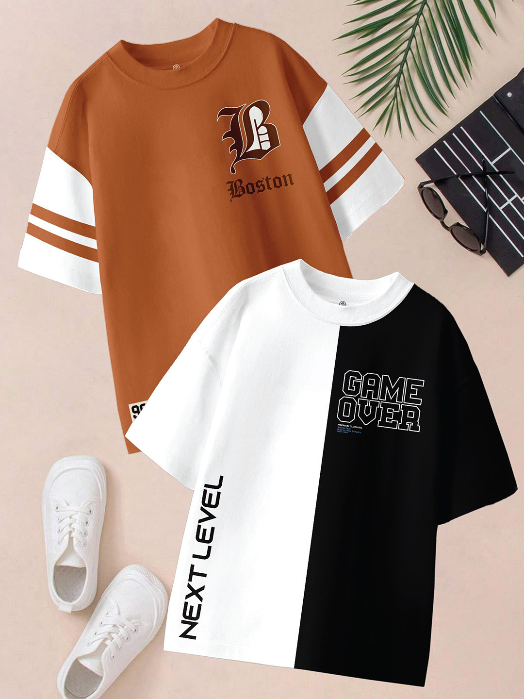 CODEZ Boys Pack of 2 Round Neck Short Sleeves Tshirts
