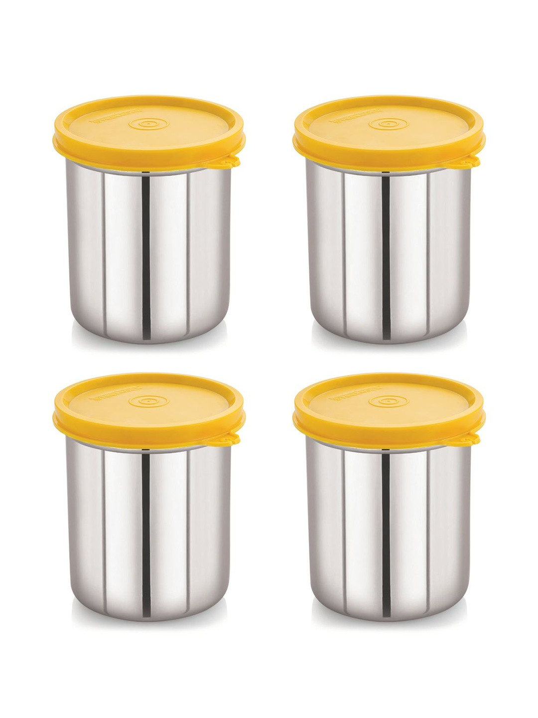 STEELLOCK Yellow & Silver-Toned 4 Pieces Stainless Steel Airtight Lunch Boxs-18 Inch each