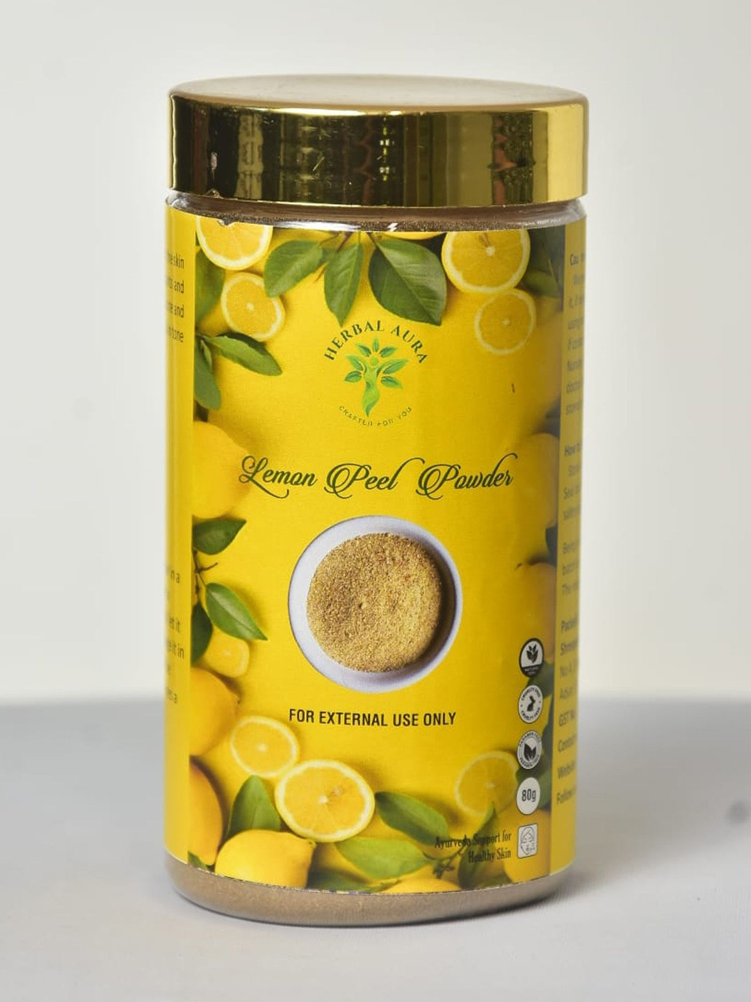 HERBALAURA Lemon Peel Powder- 80 g