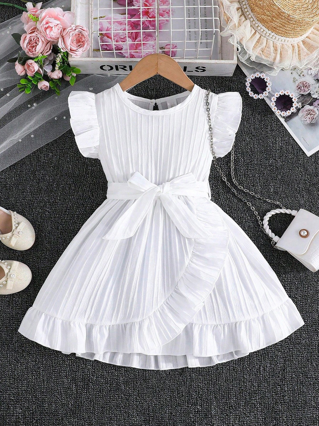 YK Girls Solid Fit & Flare Dress