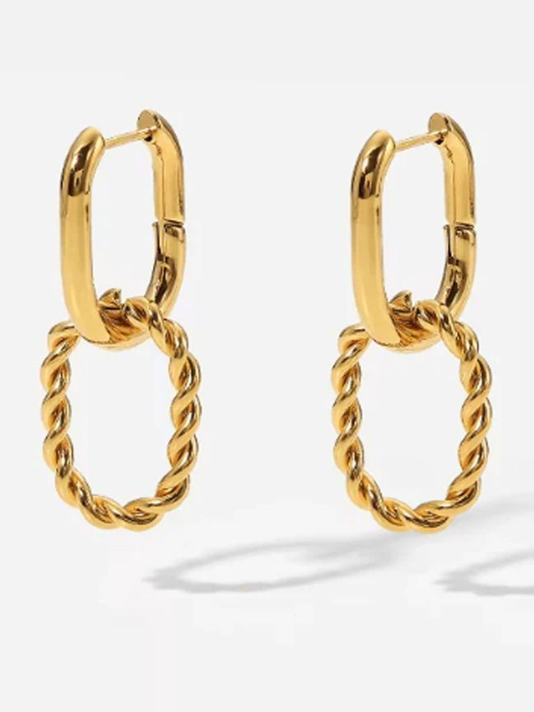 DIMPLERY Stainless Steel Gold Plated Hoopy Hoop Earrings