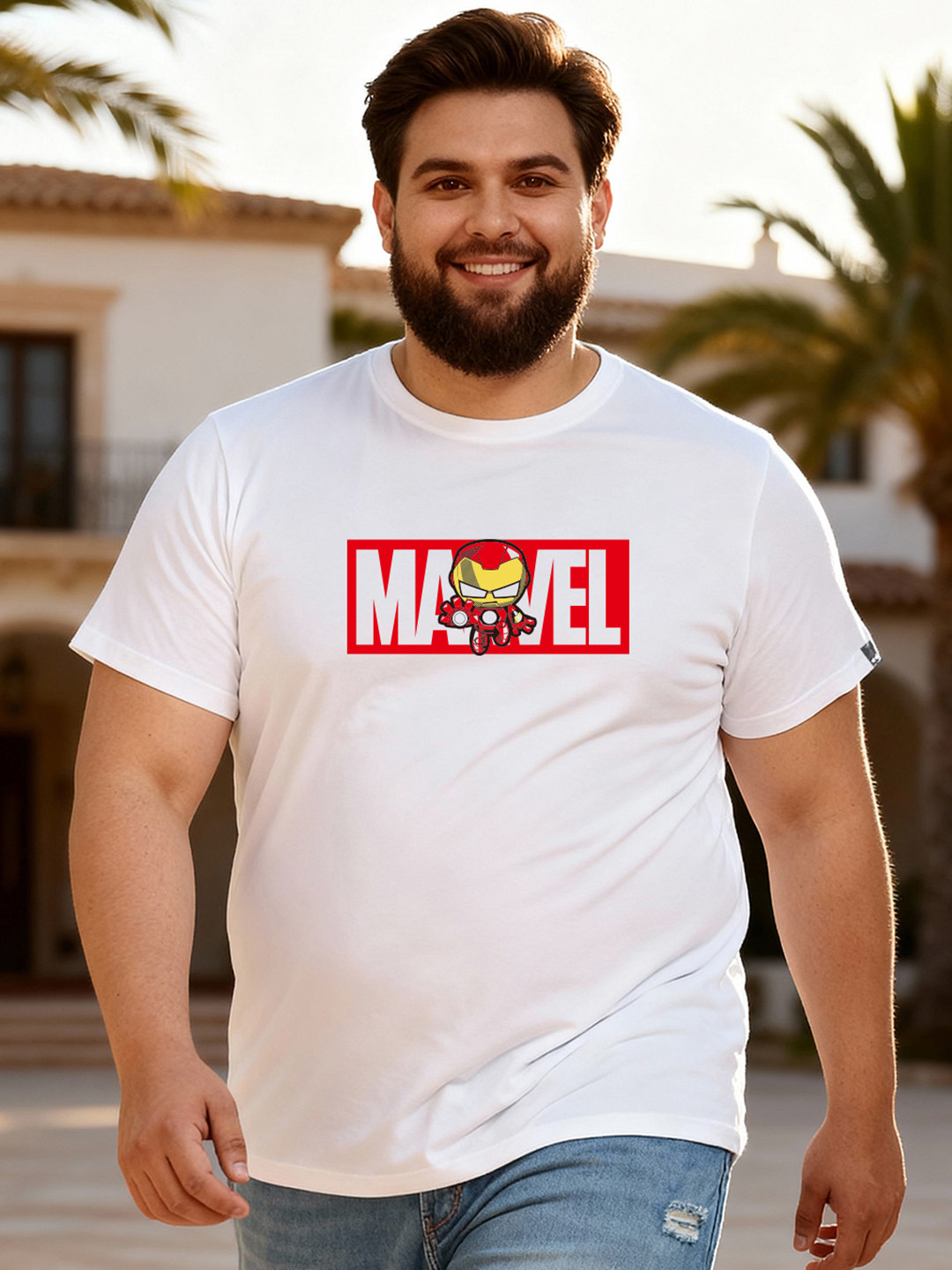 Bewakoof Plus Marvel Ironman Graphic Printed Pure Cotton Plus Size T-shirt