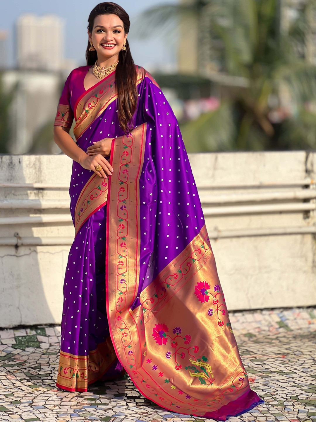 all about you Ethnic Motifs Woven Design Zari Paithani Saree