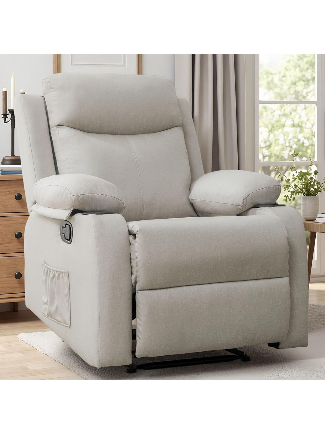 FRIENDS LIFE Khaki Manual 1 Seater Recliner